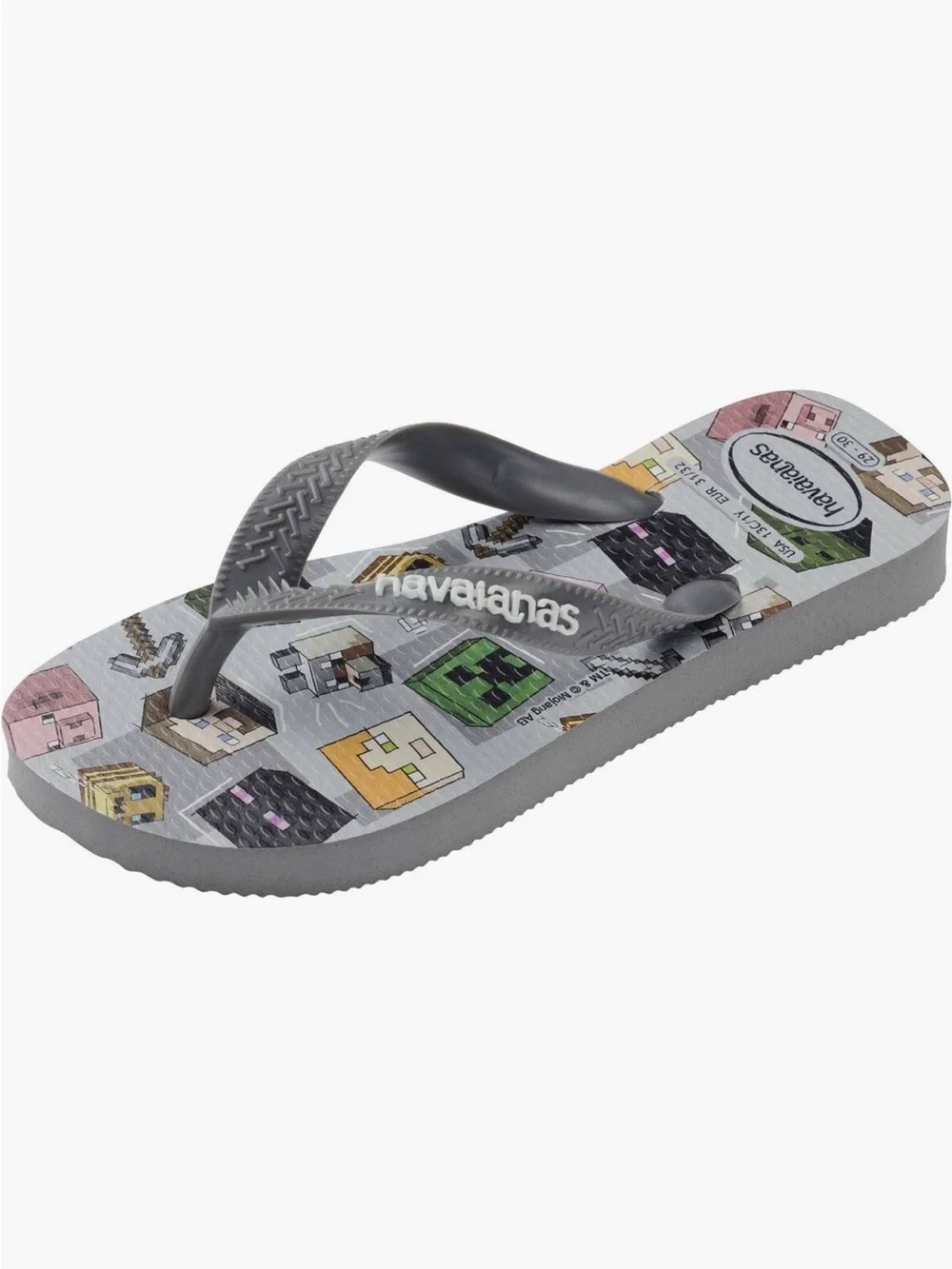 Havaianas Kids Gray Minecraft Character Flip Flops
